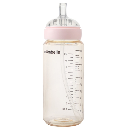 Biberon Anti-colici Mombella Classic PPSU, 300 ml, cu Tetină Silicon L - Flux Rapid (6-9 Luni) - Old Rose [1]