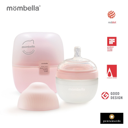 Diversificare - Biberon Anticolici Mombella Breast-Like, 120ml, Tetina S flux lent, 100% Silicon, Old Roze