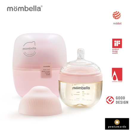 Diversificare - Biberon Anticolici Mombella Breast-Like, 120ml, Tetina S flux lent, PPSU, Old Roze
