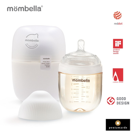 Diversificare - Biberon Anticolici Mombella Breast-Like, 210ml, Tetina M flux mediu, PPSU, Ivory