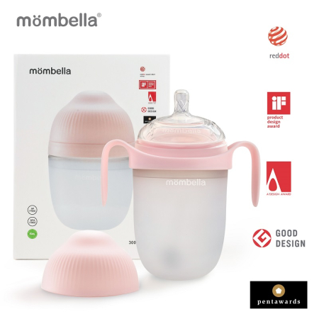 Diversificare - Biberon Anticolici Mombella Breast-Like, 300ml, Tetina 360Ã‚Â° XL Flux Consistent, 100% Silicon, Old Roze
