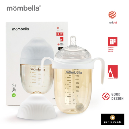 Diversificare - Biberon Anticolici Mombella Breast-Like, 300ml, Tetina 360Ã‚Â° XL Flux Consistent, PPSU, Ivory