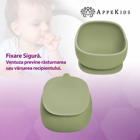 Bol din silicon cu ventuză AppeKids Classic, 350 ml, 6 luni+ [4]