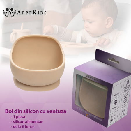 Bol din silicon cu ventuză AppeKids Classic, 350 ml, 6 luni+ [5]