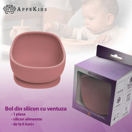 Bol din silicon cu ventuză AppeKids Classic, 350 ml, 6 luni+ [5]