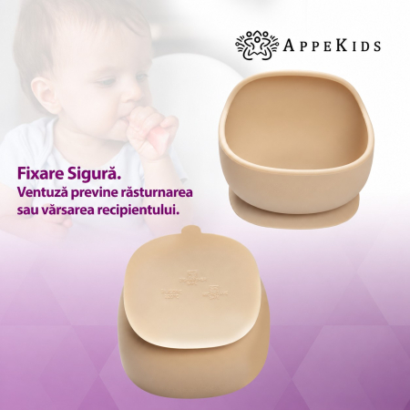 Bol din silicon cu ventuză AppeKids Classic, 350 ml, 6 luni+ [4]