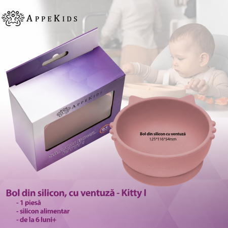 Bol din silicon cu ventuză AppeKids Kitty I, 6 luni+ [4]