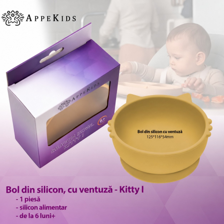 Bol din silicon cu ventuză AppeKids Kitty I, 6 luni+ [4]