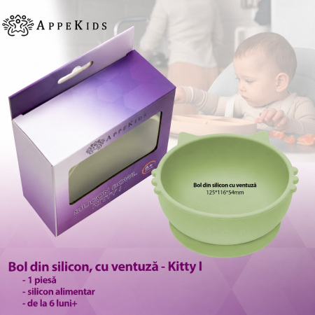 Bol din silicon cu ventuză AppeKids Kitty I, 6 luni+ [4]