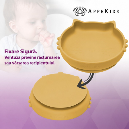 Bol din silicon cu ventuză AppeKids Kitty II, 6 luni+ [4]