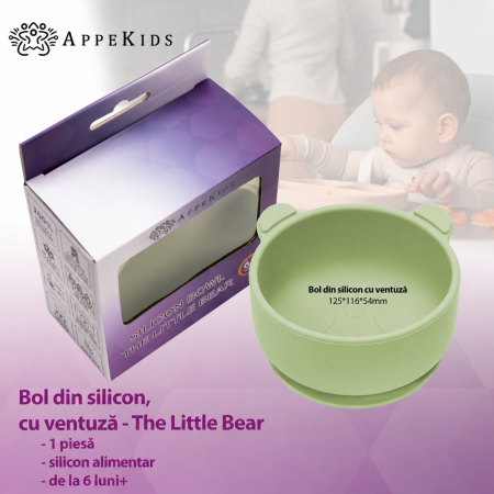 Bol din silicon cu ventuză AppeKids The Little Bear, 6 luni+ [4]