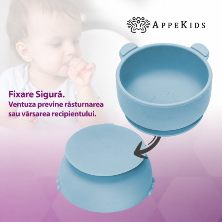 Bol din silicon cu ventuză AppeKids The Little Bear, 6 luni+ [4]