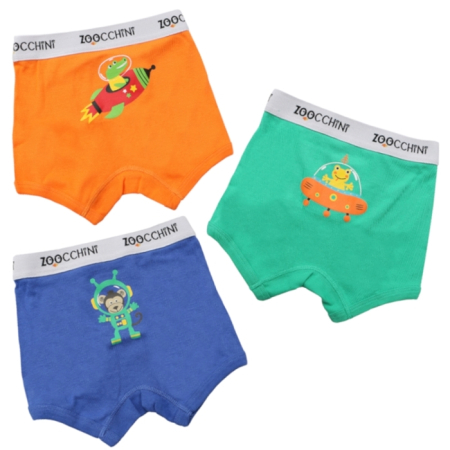 Imbracaminte Copii - Boxeri din bumbac organic, pentru baieti, Zoocchini Space Force, 4-5 ani - set 3 buc