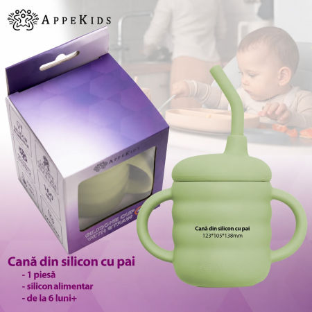 Cană din silicon cu pai AppeKids, 160 ml, 6 luni+ [5]