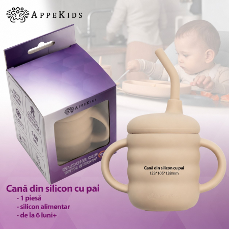 Cană din silicon cu pai AppeKids, 160 ml, 6 luni+ [4]