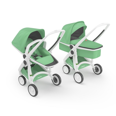 Carucioare, articole transport - Carucior 2 In 1, Greentom, 100% Ecologic, White Mint