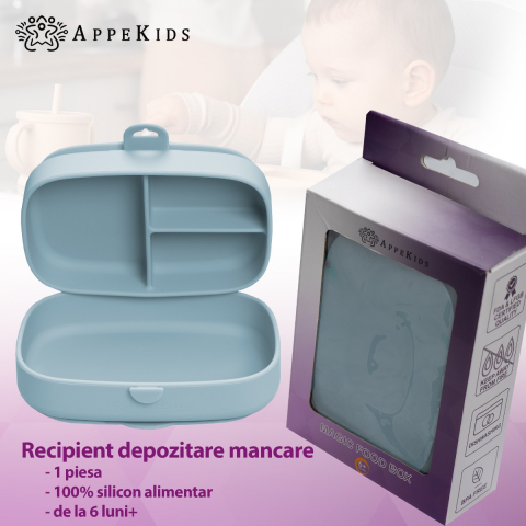 Caserola compartimentata din silicon cu ventuza, AppeKids Magic Box - Aqua Blue [3]