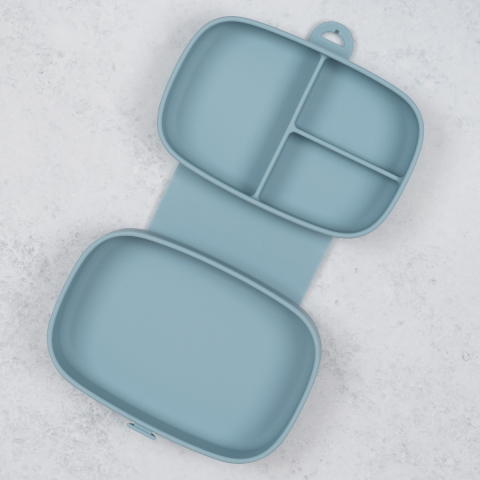 Accesorii - Caserola compartimentata din silicon cu ventuza, AppeKids Magic Box - Aqua Blue