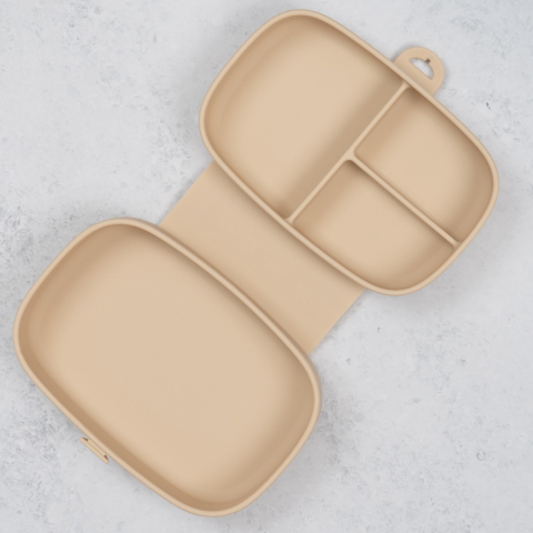 Accesorii - Caserola compartimentata din silicon cu ventuza, AppeKids Magic Box - Bubble Beige