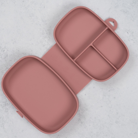 Accesorii - Caserola compartimentata din silicon cu ventuza, AppeKids Magic Box - Old Rose