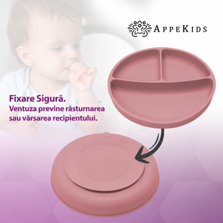 Farfurie compartimentată din silicon cu ventuză AppeKids, 6 luni+ [4]
