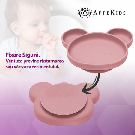 Farfurie compartimentată din silicon cu ventuză AppeKids, Panda, 6 luni+ [4]
