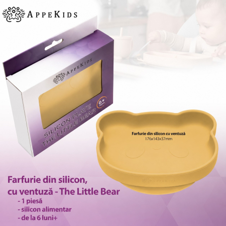 Farfurie din silicon cu ventuză AppeKids The Little Bear, 6 luni+ [3]