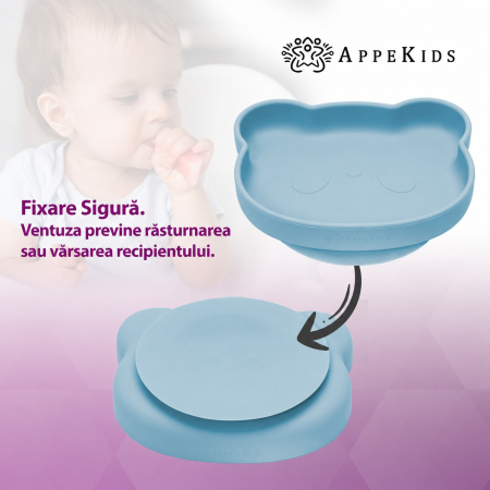 Farfurie din silicon cu ventuză AppeKids The Little Bear, 6 luni+ [4]