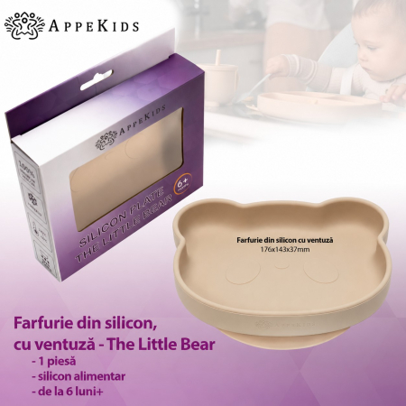 Farfurie din silicon cu ventuză AppeKids The Little Bear, 6 luni+ [3]