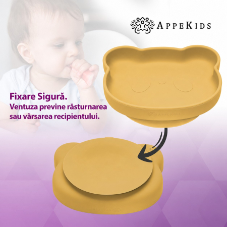 Farfurie din silicon cu ventuză AppeKids The Little Bear, 6 luni+ [4]
