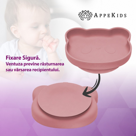 Farfurie din silicon cu ventuză AppeKids The Little Bear, 6 luni+ [4]