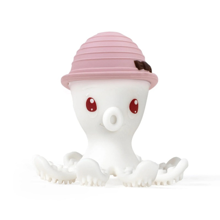 Jucarii pentru dentitie - INEL GINGIVAL DIN SILICON, MOMBELLA - OCTOPUS OLD ROZE