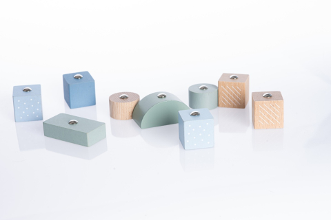 Jucarie din lemn, Cubika, Macara Magnetica - Pastel [2]