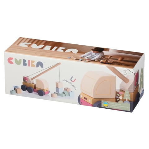 Masinute - Jucarie din lemn, Cubika, Macara Magnetica - Pastel