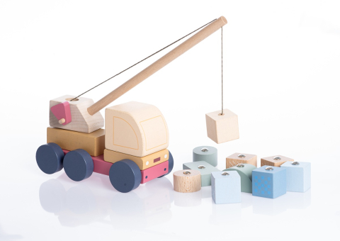 Jucarie din lemn, Cubika, Macara Magnetica - Pastel [1]