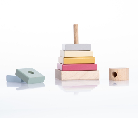 Jucarie din lemn, Cubika, Piramida 4 - Pastel [5]
