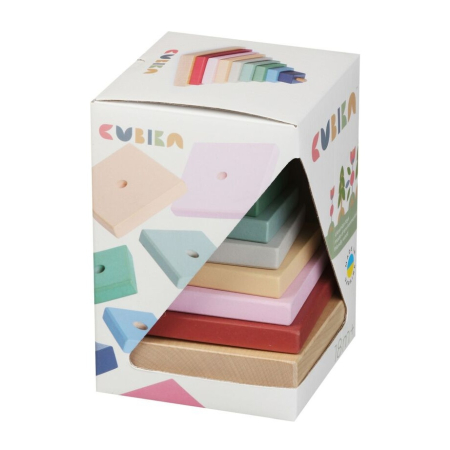 Jucarii Educative - Jucarie din lemn, Cubika, Piramida Culorilor - Pastel