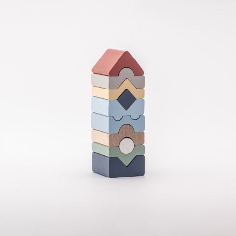 Jucarie din lemn Cubika, Set Constructii Turn - 10 piese [4]