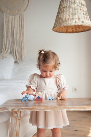 Jucarie din lemn, Cubika, Set constructii Turn 8 piese - Pastel [3]