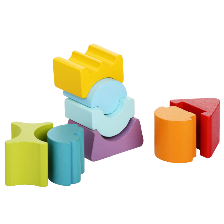 Jucarie din lemn, Cubika, Set constructii Turn cu acoperis rosu [2]