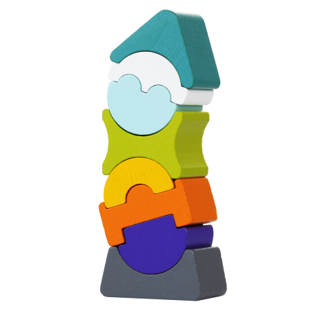 Jucarie din lemn, Cubika, Set constructii Turn cu acoperis turquoise [1]