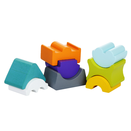 Jucarie din lemn, Cubika, Set constructii Turn cu acoperis turquoise [2]