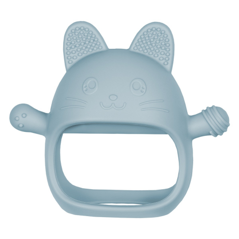 Igiena si Sanatate - Jucarie pentru dentitie din silicon, Appekids, Manusa Kitty - Aqua Blue