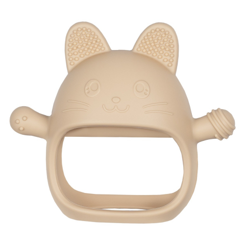 Igiena si Sanatate - Jucarie pentru dentitie din silicon, Appekids, Manusa Kitty - Bubble Beige