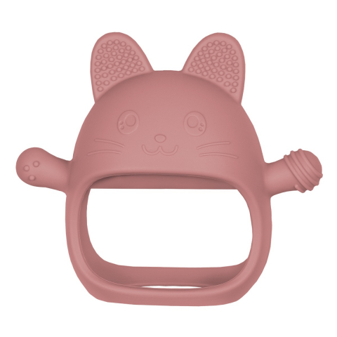 Igiena si Sanatate - Jucarie pentru dentitie din silicon, Appekids, Manusa Kitty - Old Rose