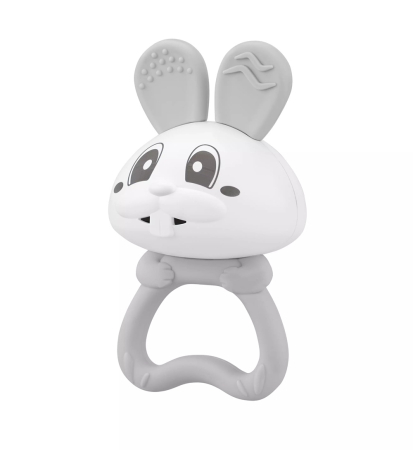 Jucarie pentru dentitie din silicon cu zornaitoare, Mombella Bunny - Grey [2]