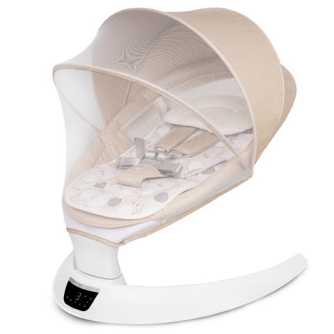 Balansoare Bebelusi - Leagan electric pentru bebelusi, cu spatar reglabil si senzor de miscare, AppeKids Evoque - Bubble Beige