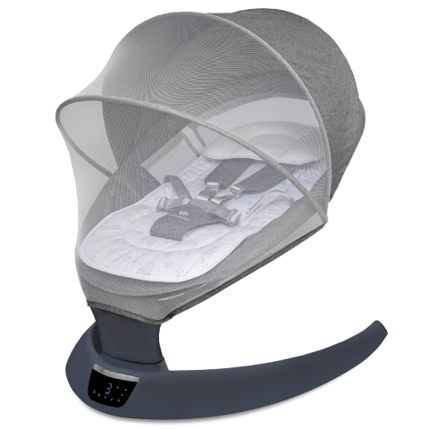 Balansoare Bebelusi - Leagan electric pentru bebelusi, cu spatar reglabil si senzor de miscare, AppeKids Evoque - Powder Grey