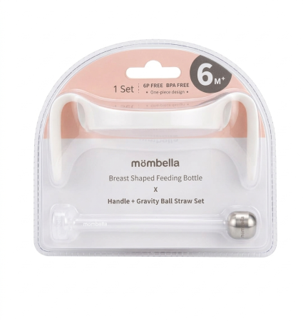 Biberoane - Maner ergonomic si pai cu greutate pentru Biberon 300ml Mombella Breast-Like - Ivory