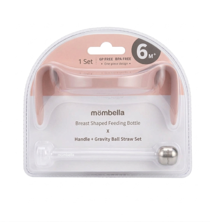 Biberoane - Maner ergonomic si pai cu greutate pentru Biberon 300ml Mombella Breast-Like - Old Rose